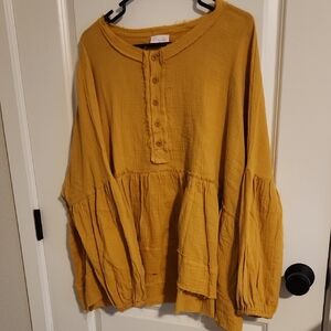 Pink Lily- Never Worn- Mustard Button-Up Top